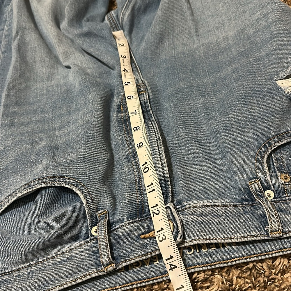 American Eagle Baggy Jean Size 14 Blue Distressed - Picture 7 of 9